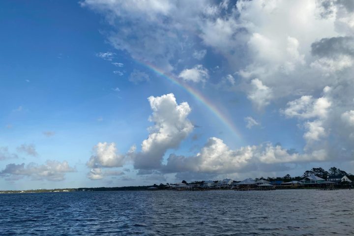 clouds in the sky over a body of water