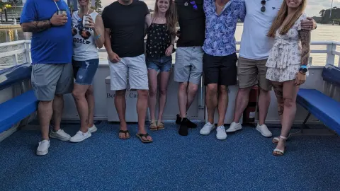 a group of people posing for the camera