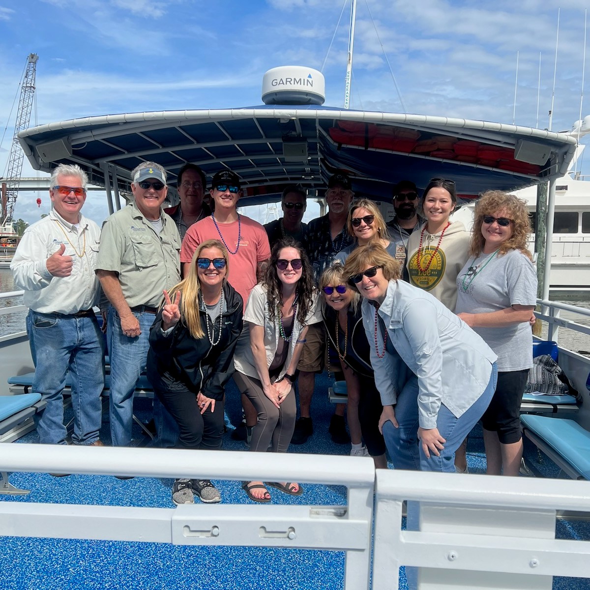 a group of people on a boat