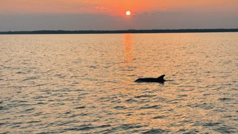 a sunset over a body of water